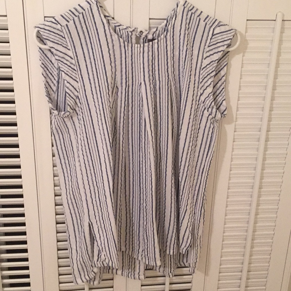 Blue and white striped top